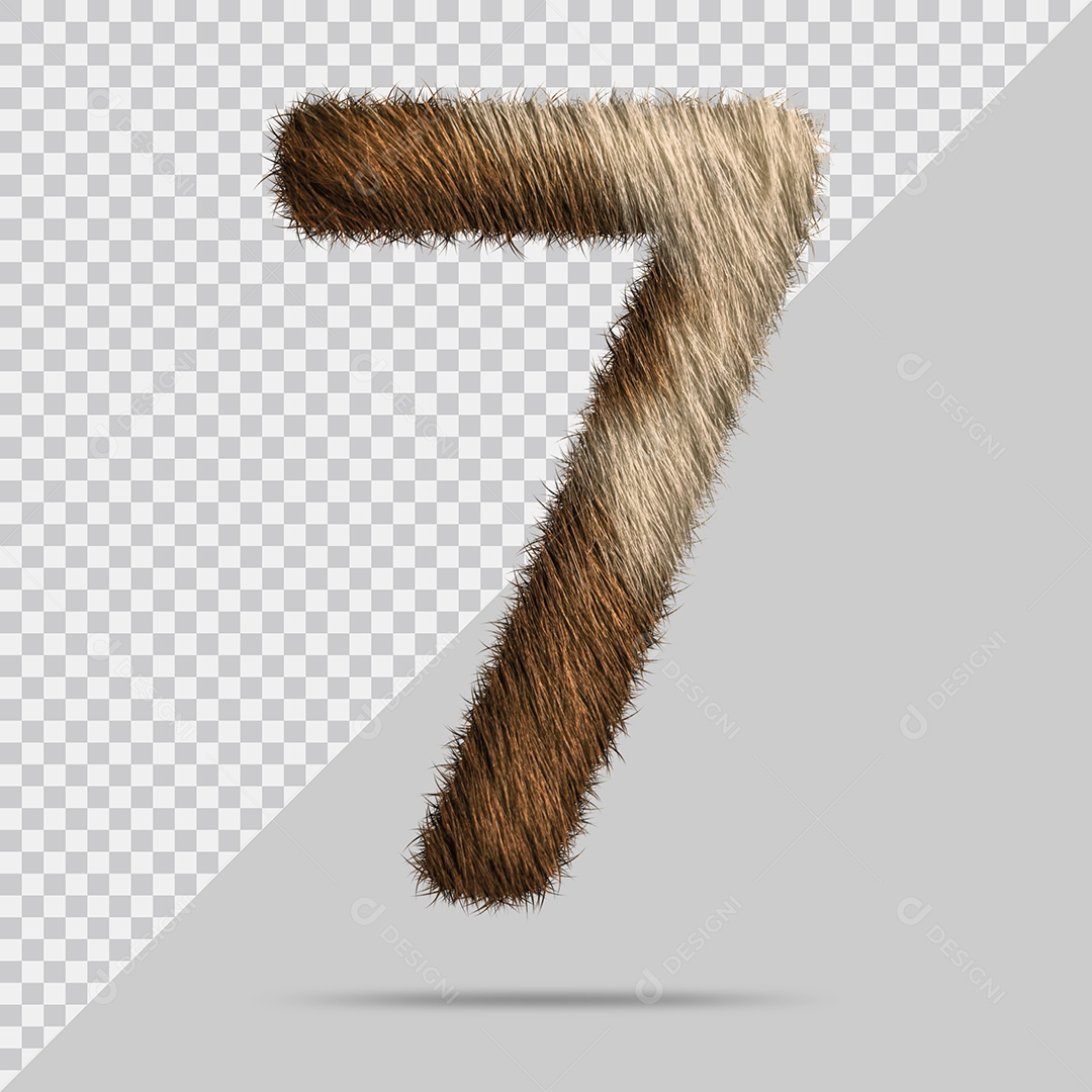 Número 7 com pele ilustração 3D PSD