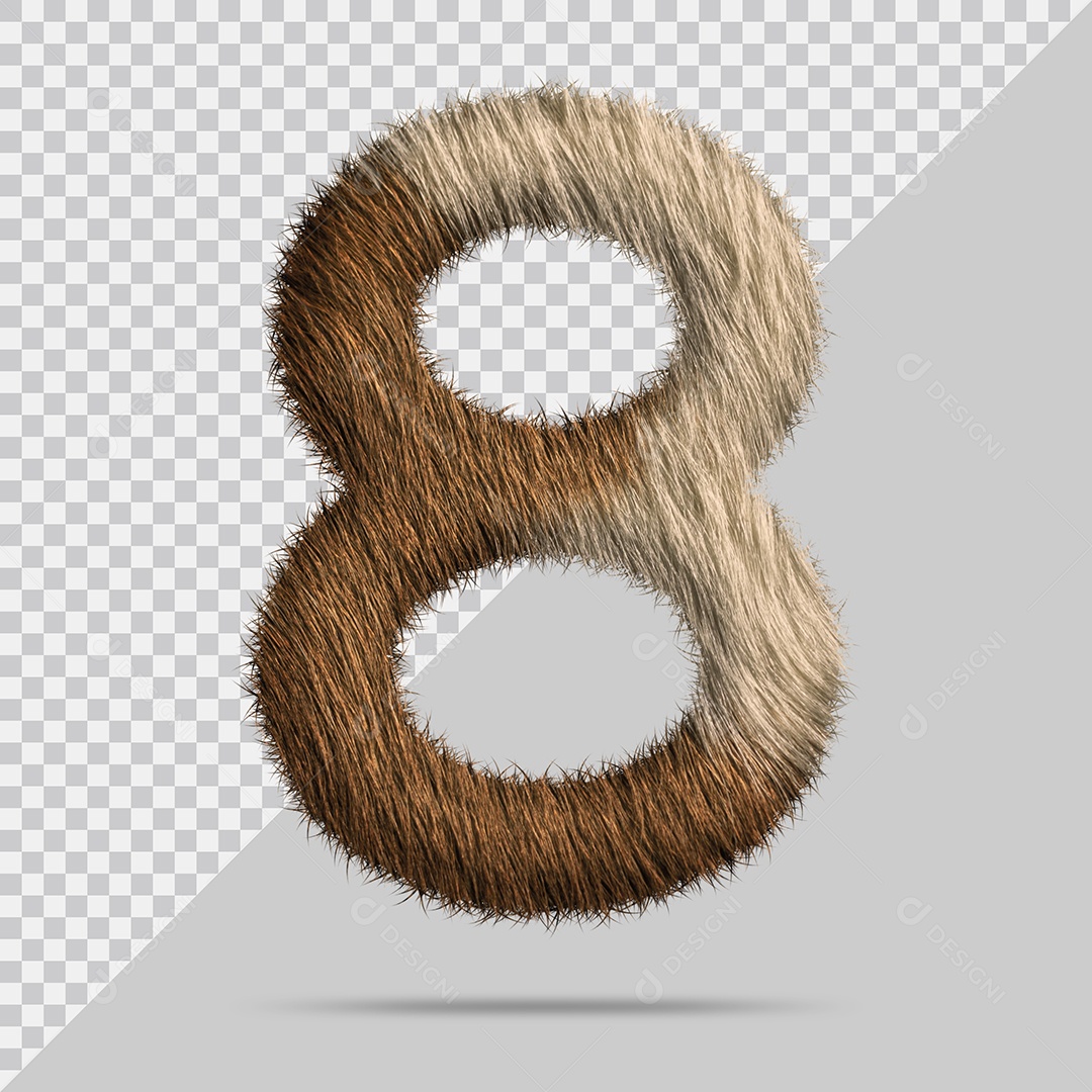 Número 8 com pele ilustração 3D PSD