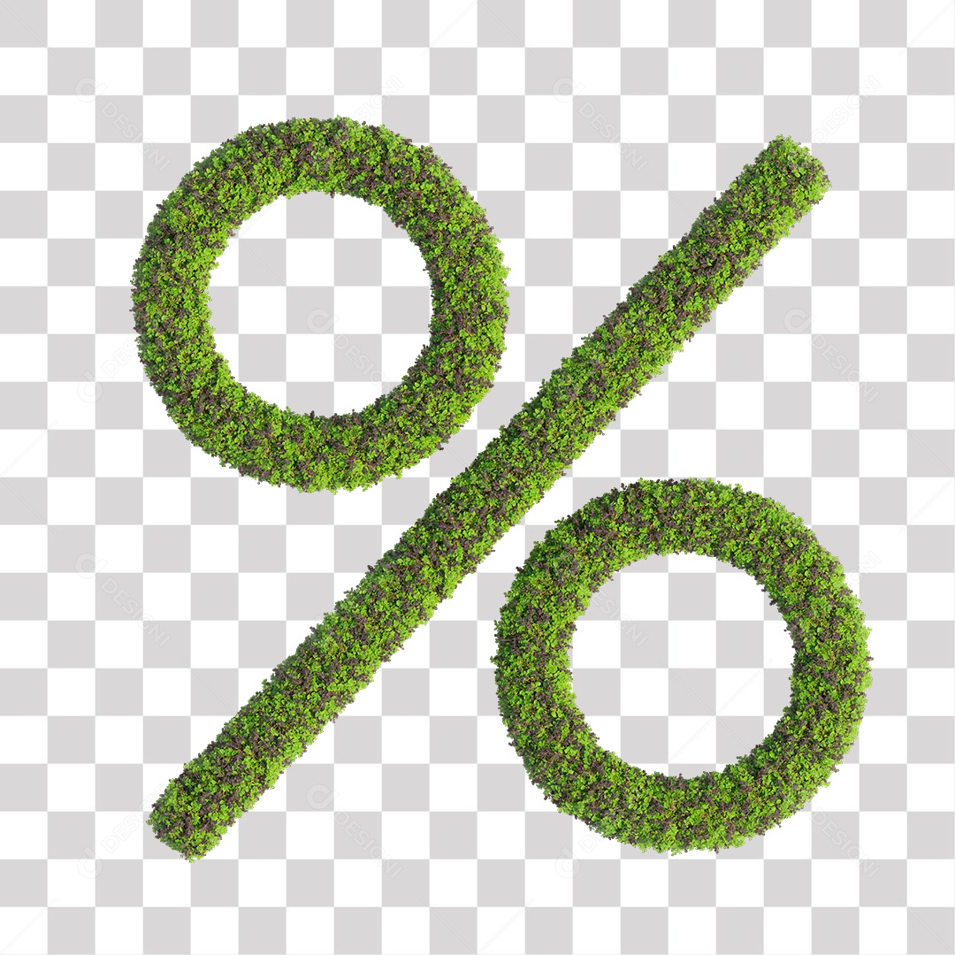 Símbolo de Porcentagem Verde Elemento 3D PNG Transparente