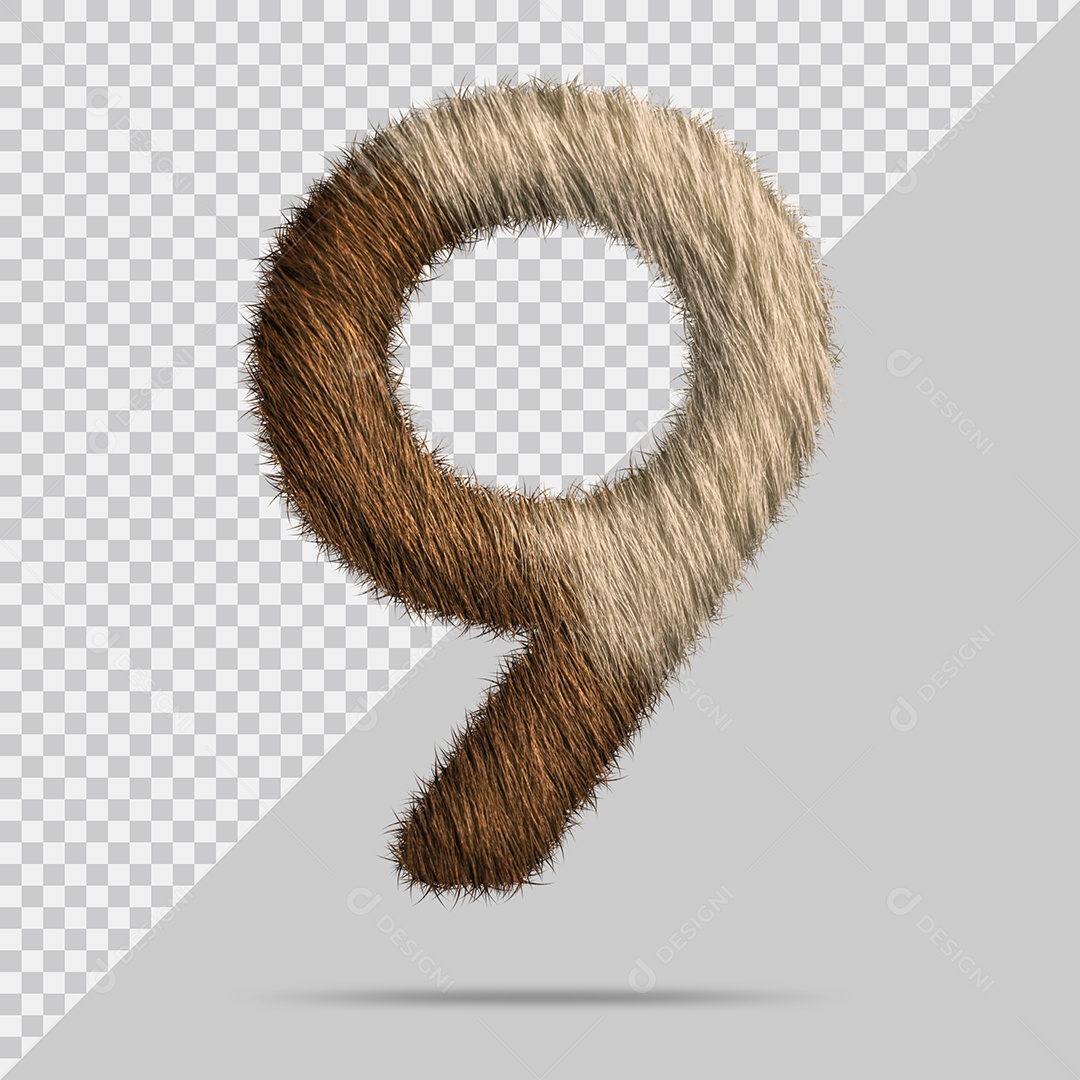 Número 9 com pele ilustração 3D PSD