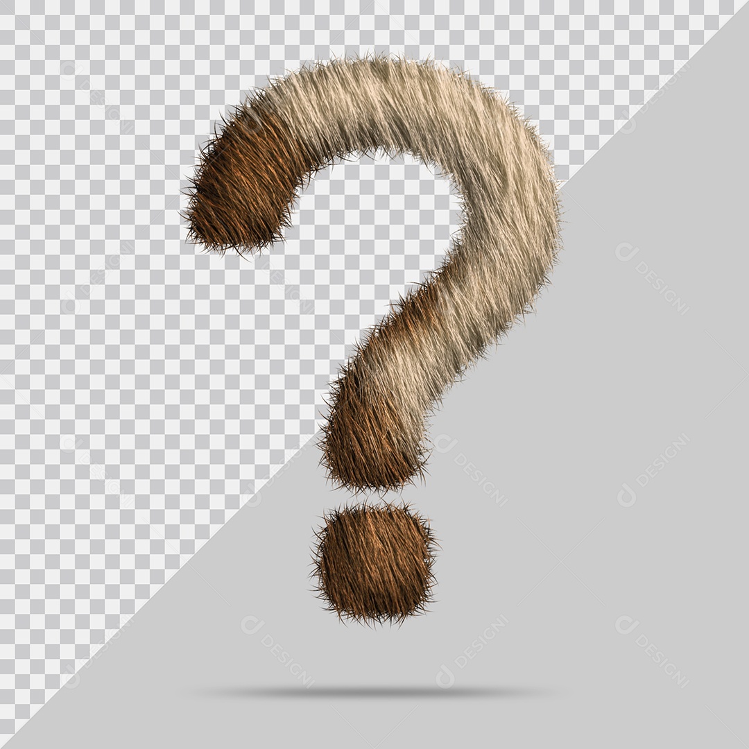 Símbolo de ponto de interrogação com pelo Ilustração 3D