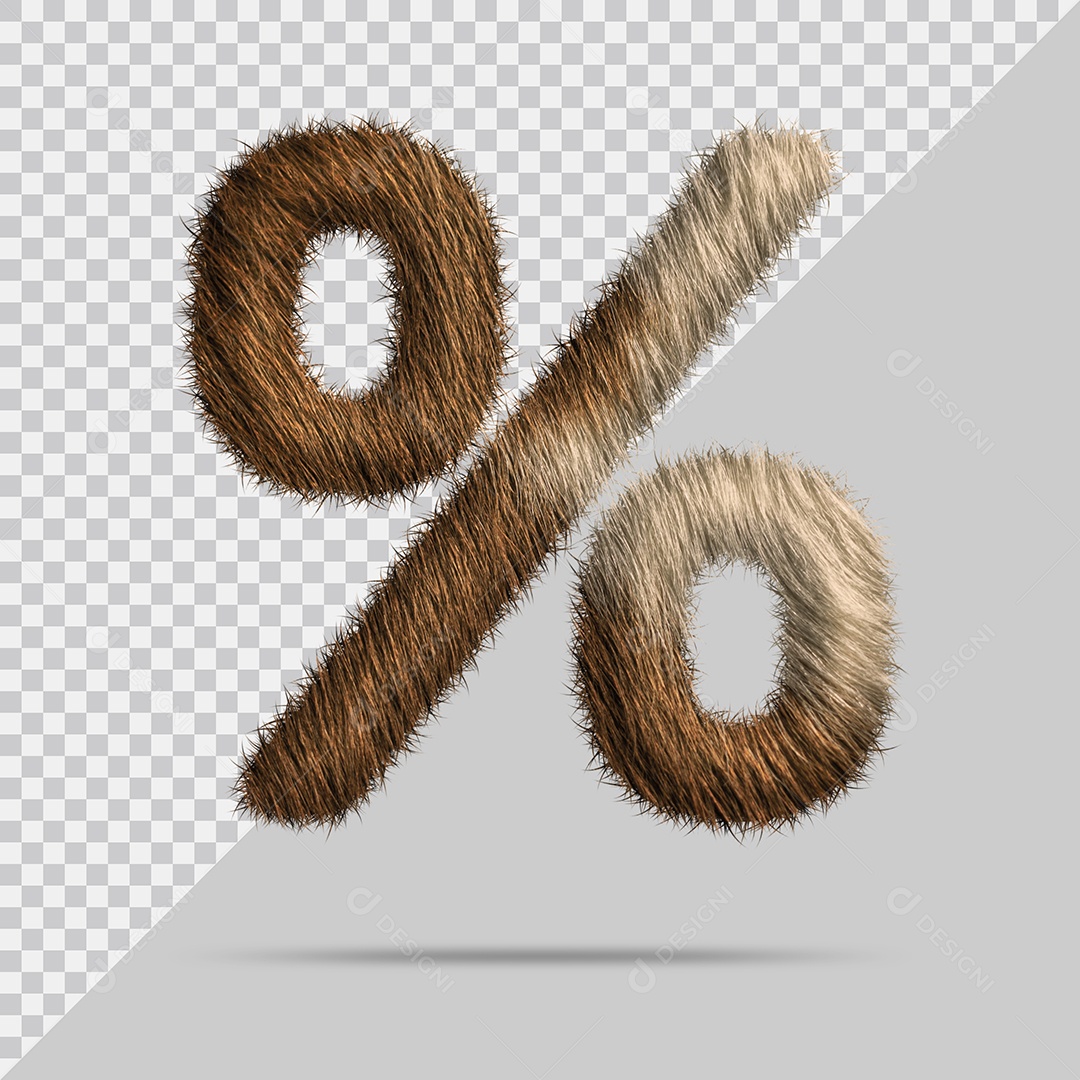 Símbolo de Porcentagem com pelo Ilustração 3D