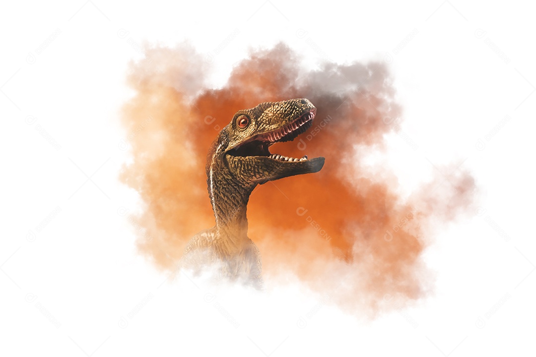 dinossauro, Velociraptor em fundo de fumaça
