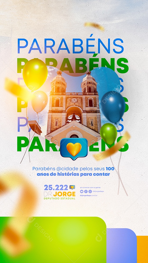 Story Parabéns pelos seus Anos Aniversário Política Social Media PSD Editável