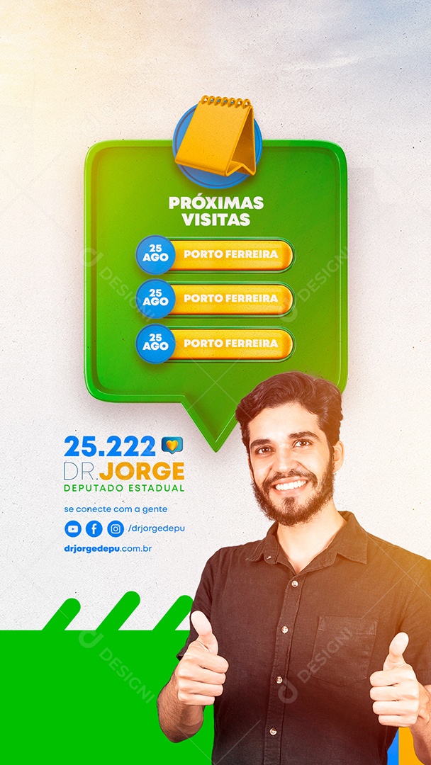 Story Próximas Visitas Deputado Política Social Media PSD Editável