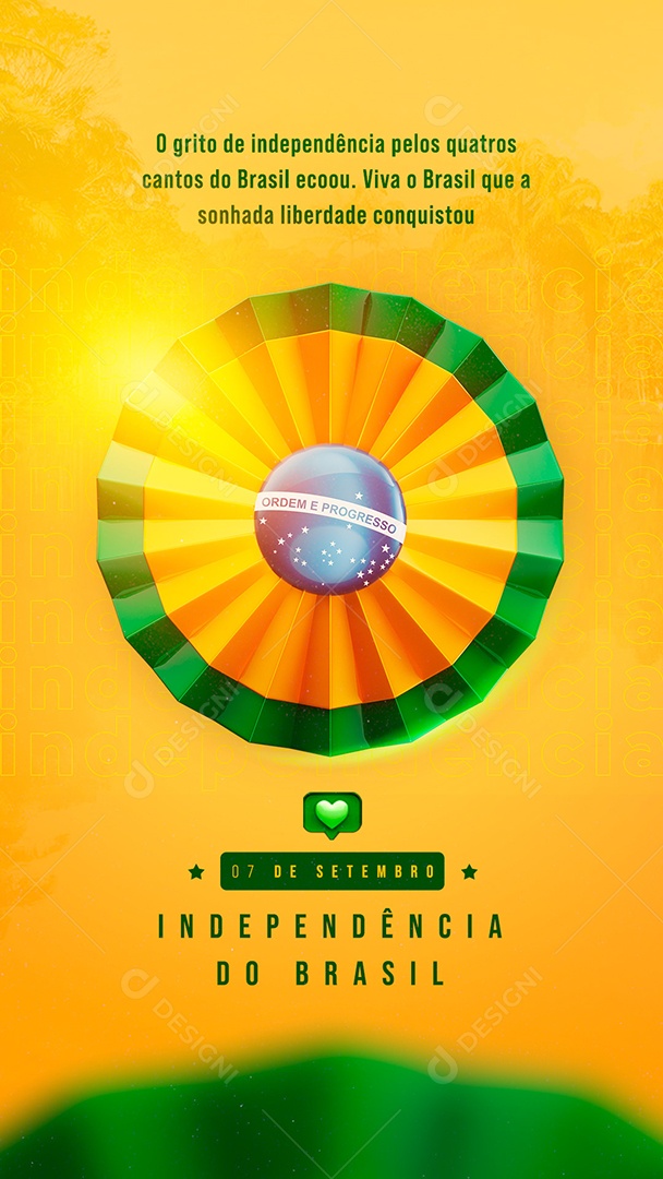 Story Independência e Liberdade Dia da Independência do Brasil Social Media PSD Editável