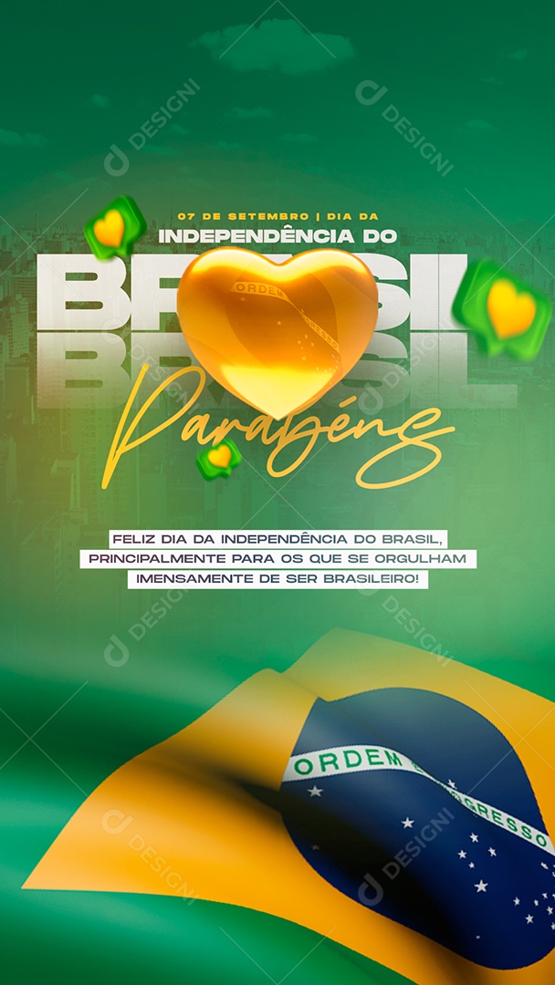 Story Feliz Dia da Independência do Brasil 7 de Setembro Social Media PSD Editável