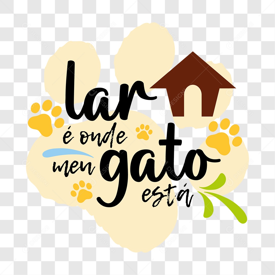 Lettering Lar é Onde Meu Gato Está EPS + PNG