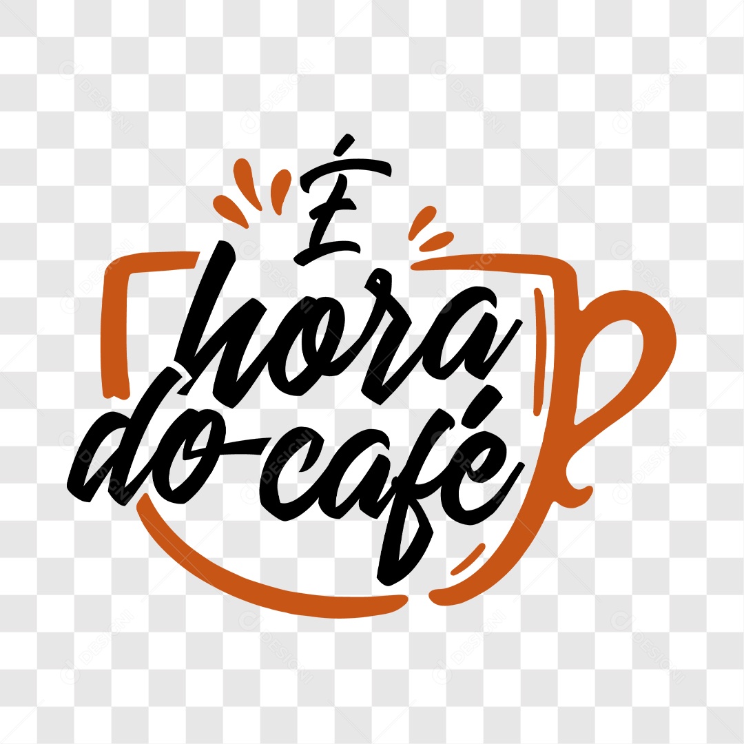 Lettering É Hora do Café EPS + PNG