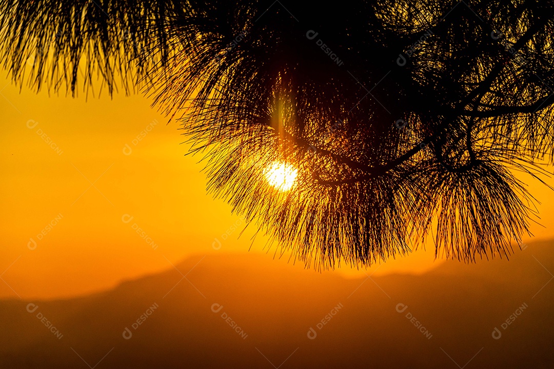 atmosfera de acampamento durante o pôr do sol, Tailândia