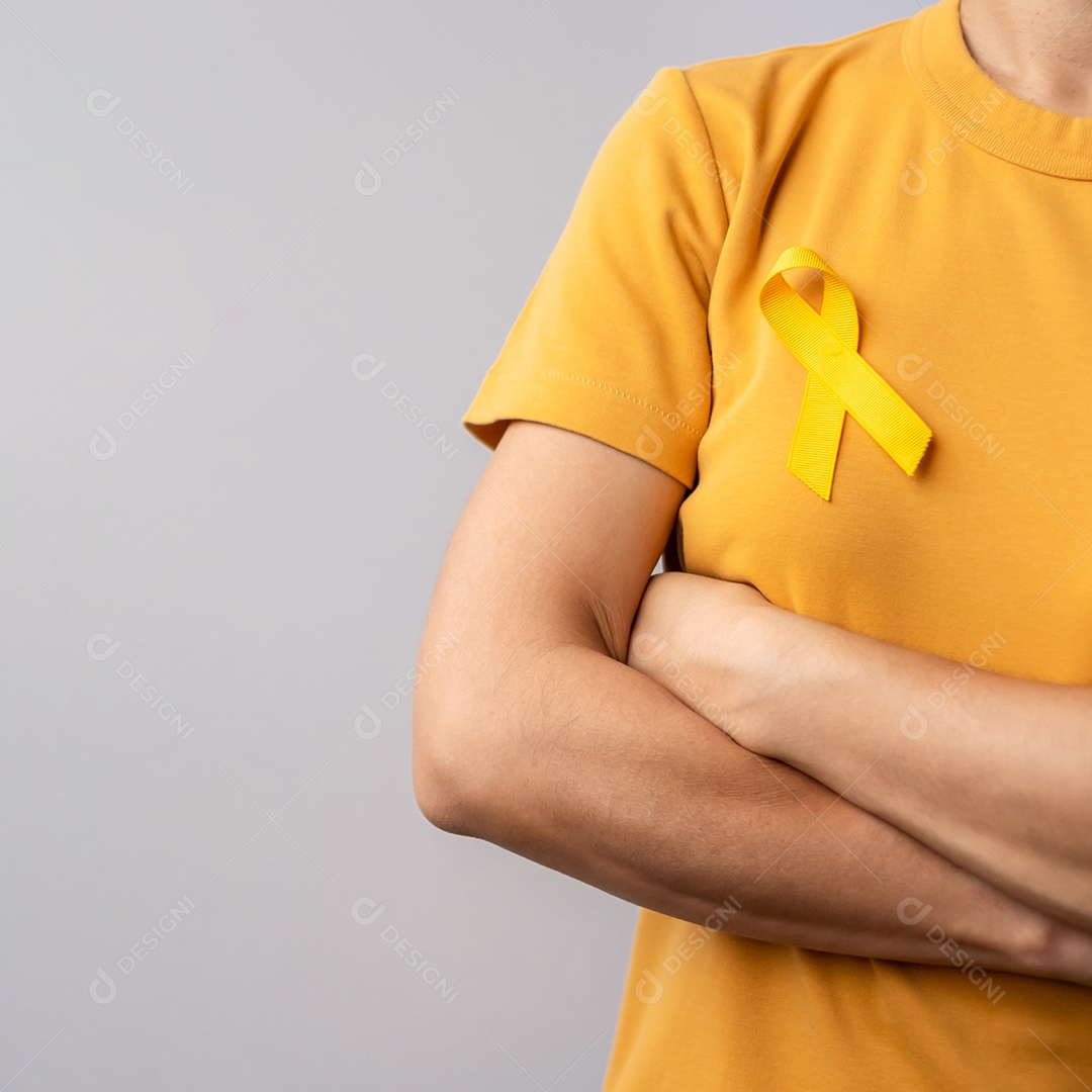 Setembro Amarelo, Dia de Prevenção ao Suicídio, Infância, Sarcoma, Mês de Conscientização do Câncer de Osso e Bexiga, Fita Amarela para apoiar a vida e a doença das pessoas. Conceito de saúde e dia mundial do câncer