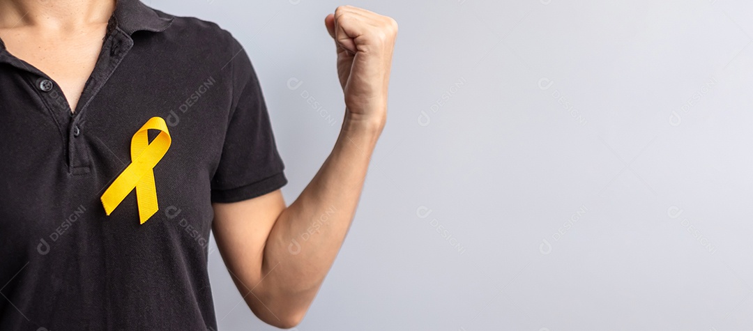 Dia de prevenção ao suicídio, Mês de conscientização sobre câncer na infância, sarcoma, osso e bexiga, fita amarela para apoiar a vida e a doença das pessoas.