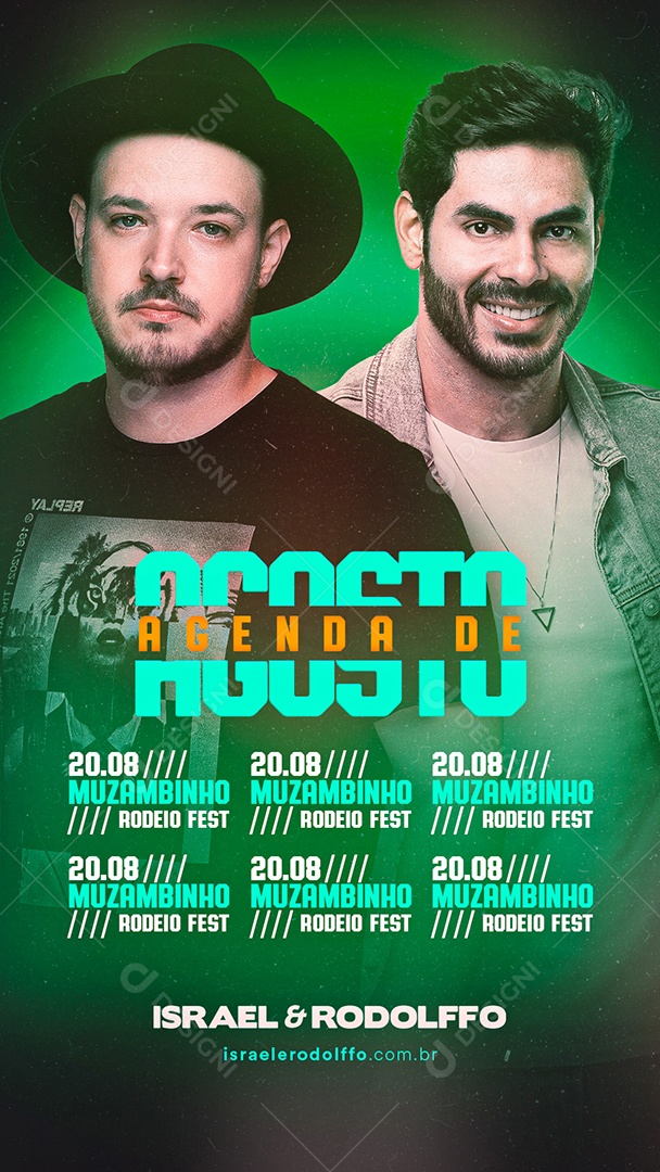 Story Flyer Agenda de Agosto Israel e Rodolffo Social Media PSD Editável