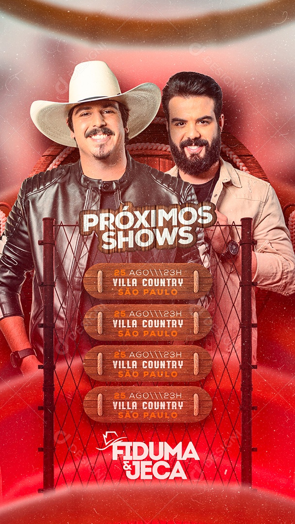 Social Flyer Story Evento Agenda Próximos Shows Cantores Fiduma e Jeca PSD Editável