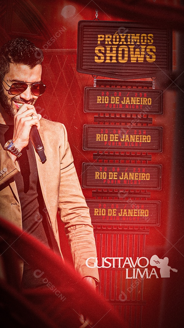 Flyer Story Próximos Shows Gusttavo Lima Flyers Social Media PSD Editável