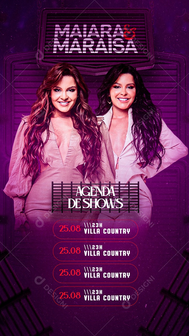 Social Media Story Agenda de Shows Maiara e Maraisa Flyers PSD Editável