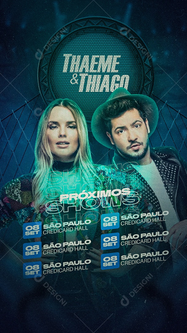 Social Media Story Próximos Shows Thaeme e Thiago Flyers PSD Editável