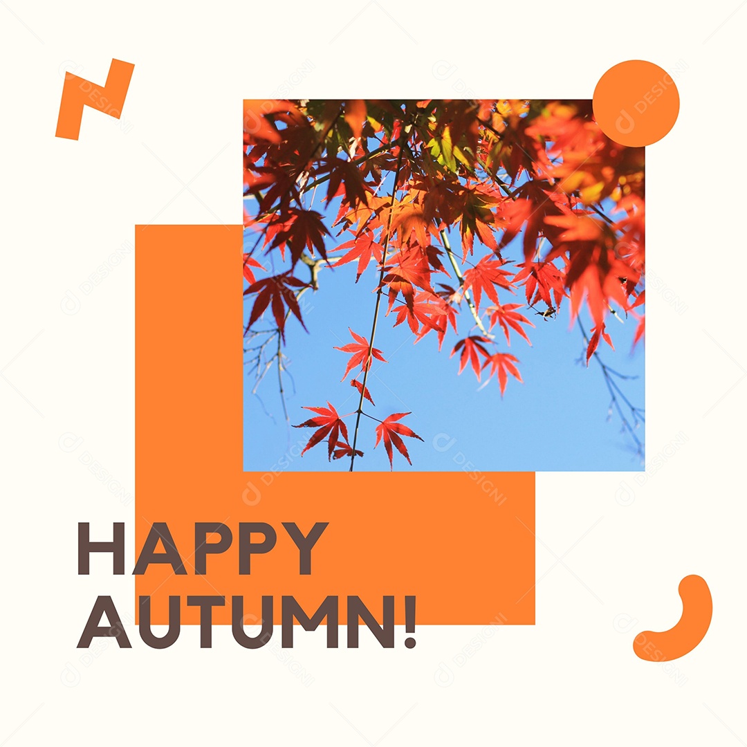 Citação de motivação outono feliz com folhas de plátano