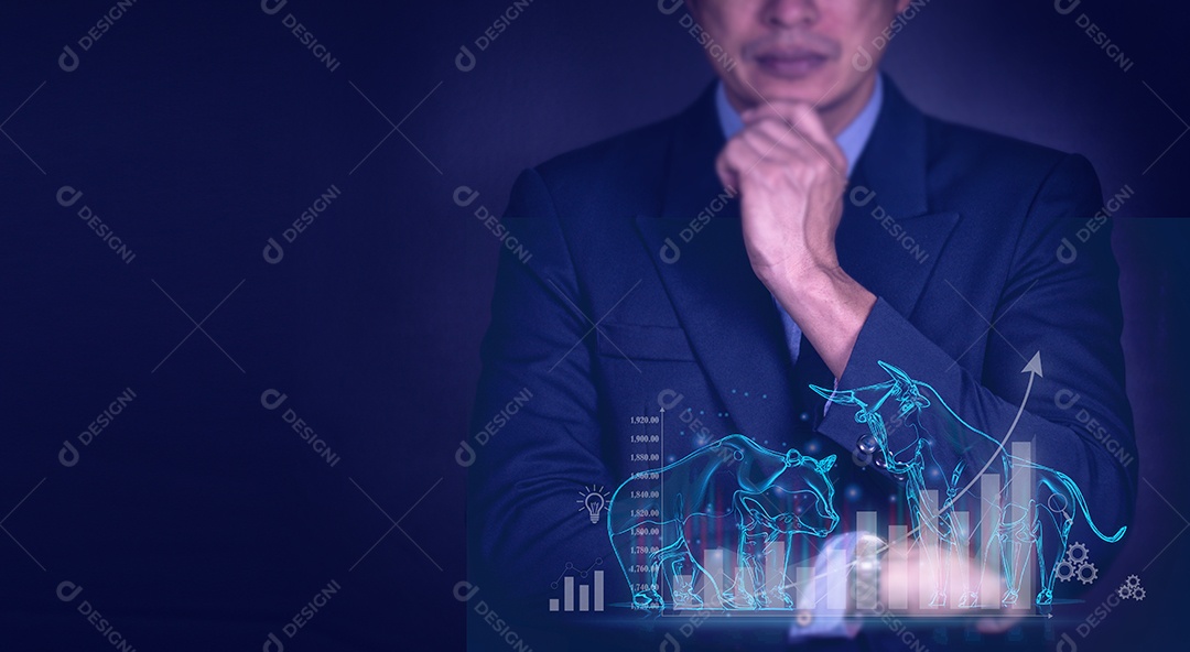 Escrita de forma de touro e urso por linhas e pontos