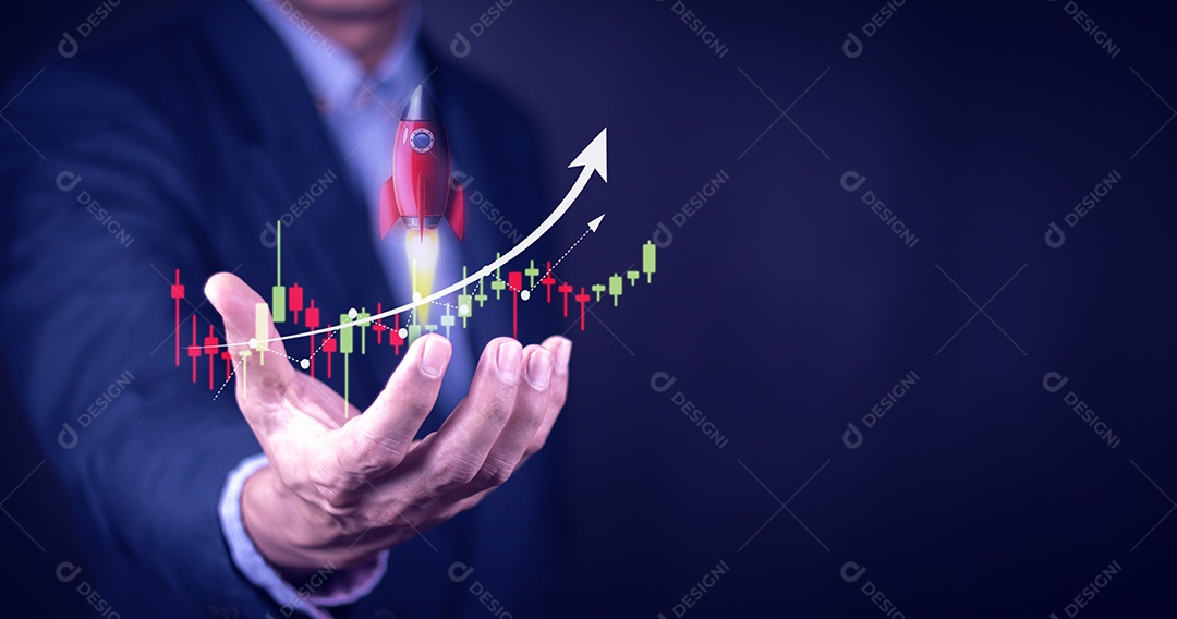Businessman or stockbroker analyzing stock chart chart