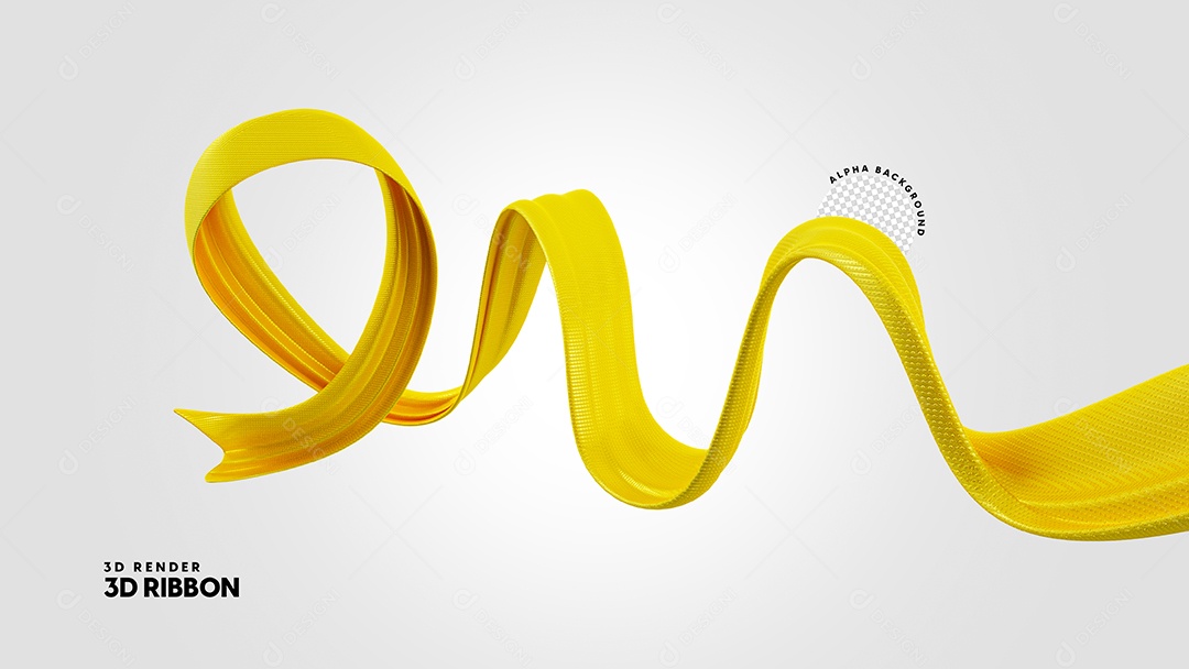 Elemento 3D Laço Amarelo Fita PSD