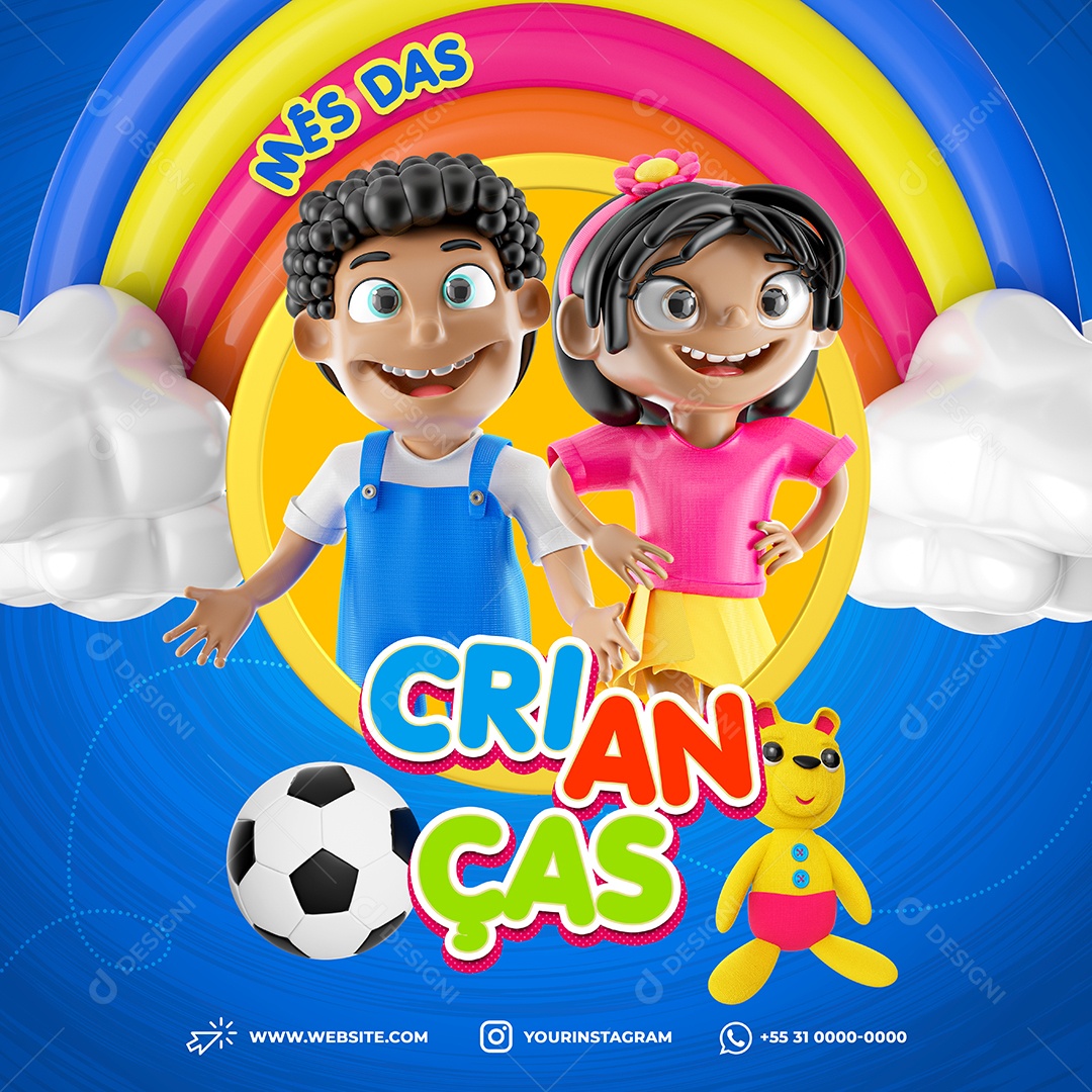 Mês Das Crianças Data Comemorativa Social Media PSD Editável