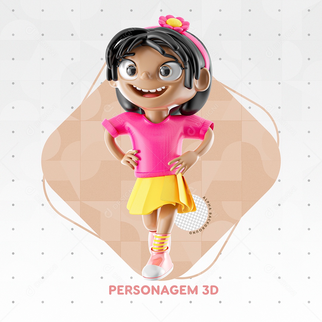 Personagem Menina De Vestido Rosa Criança PSD