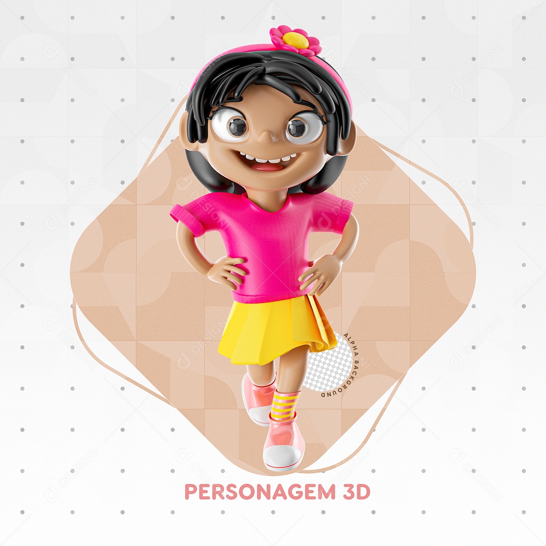 Personagem Menina De Vestido Rosa Criança PSD