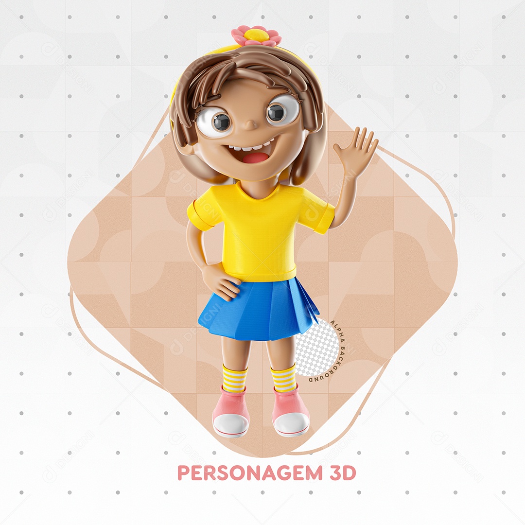Personagem Menina De Vestido Amarelo Criança PSD
