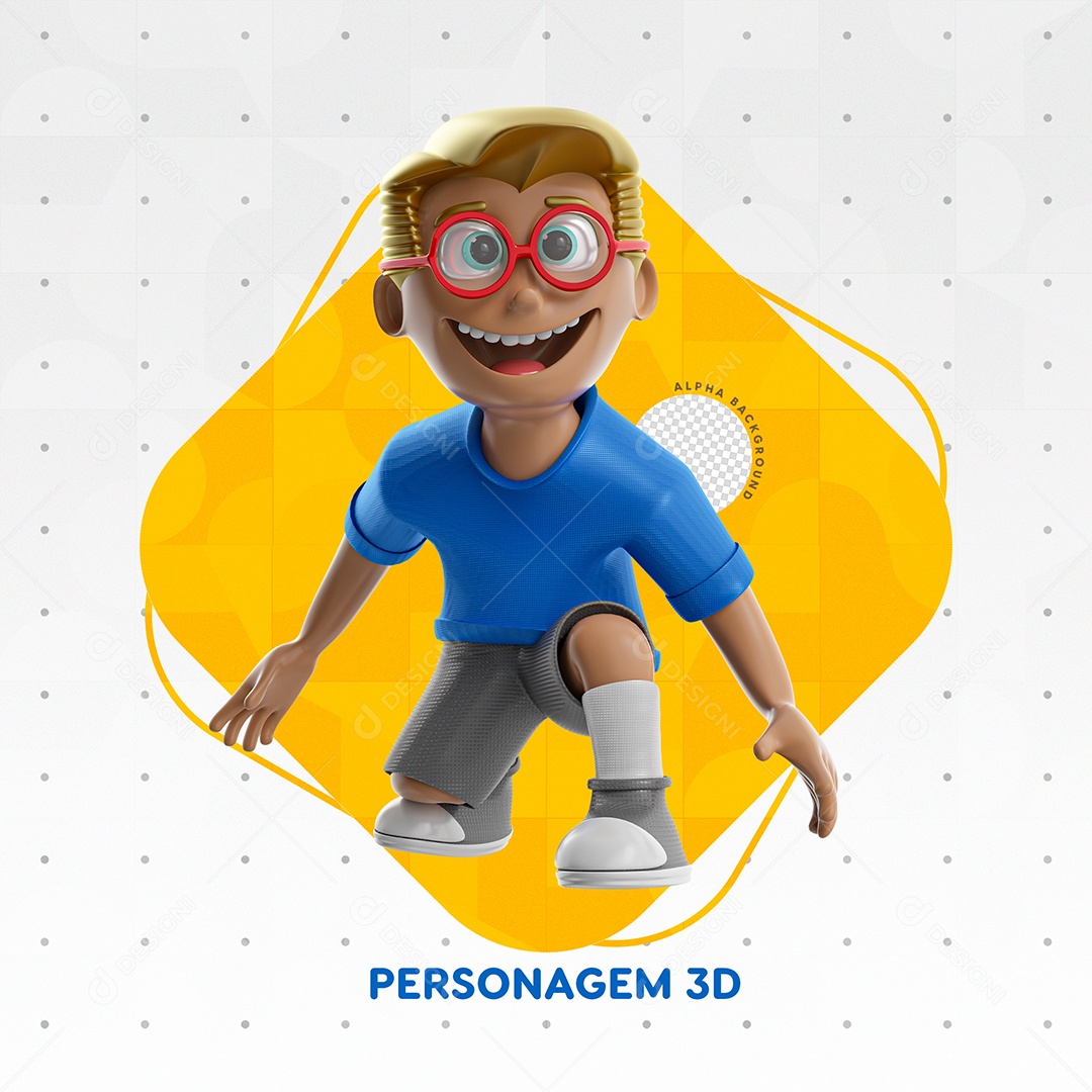 Personagem Menino De Roupa Azul Criança Loiro PSD