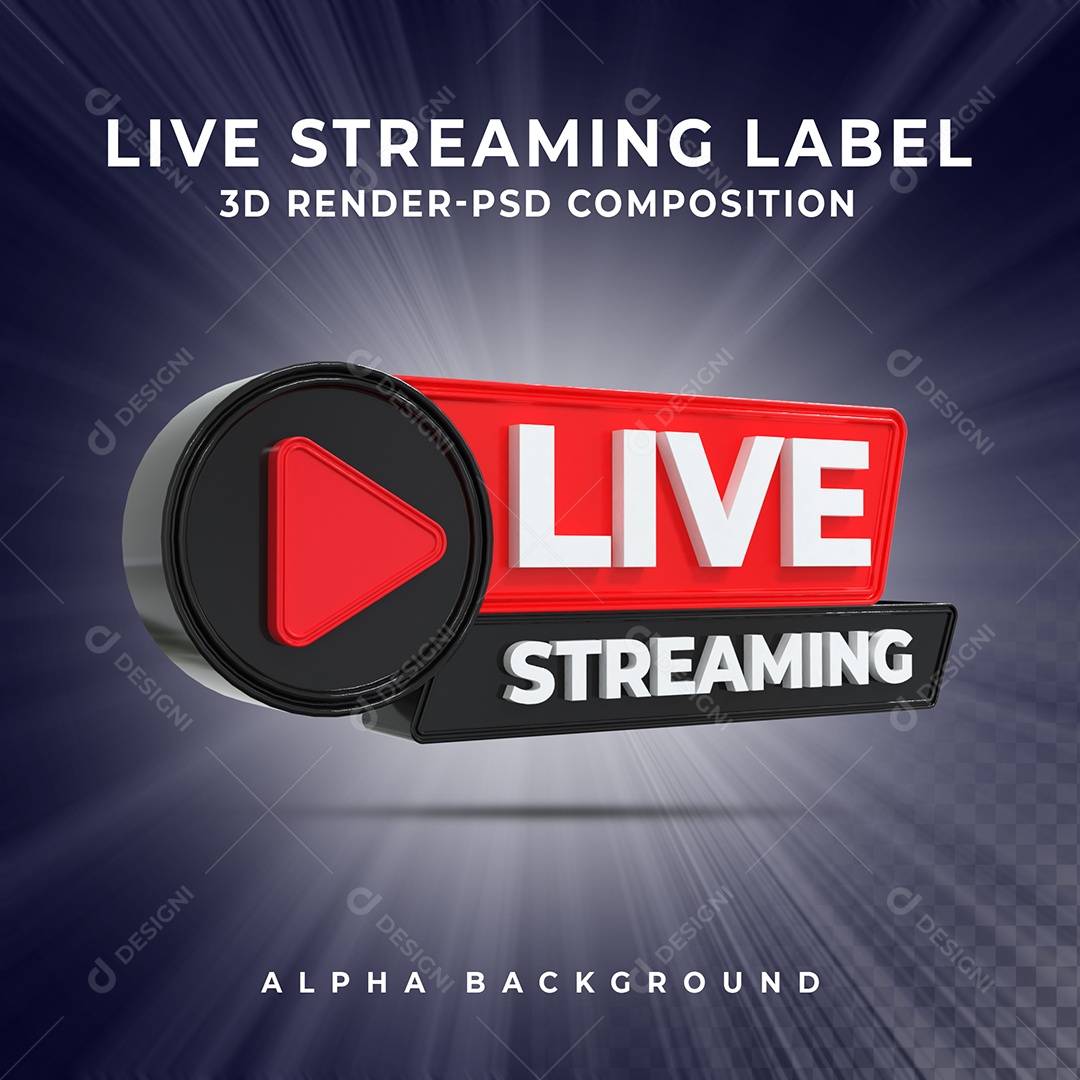 Live Stream Selo 3D para Composição PSD