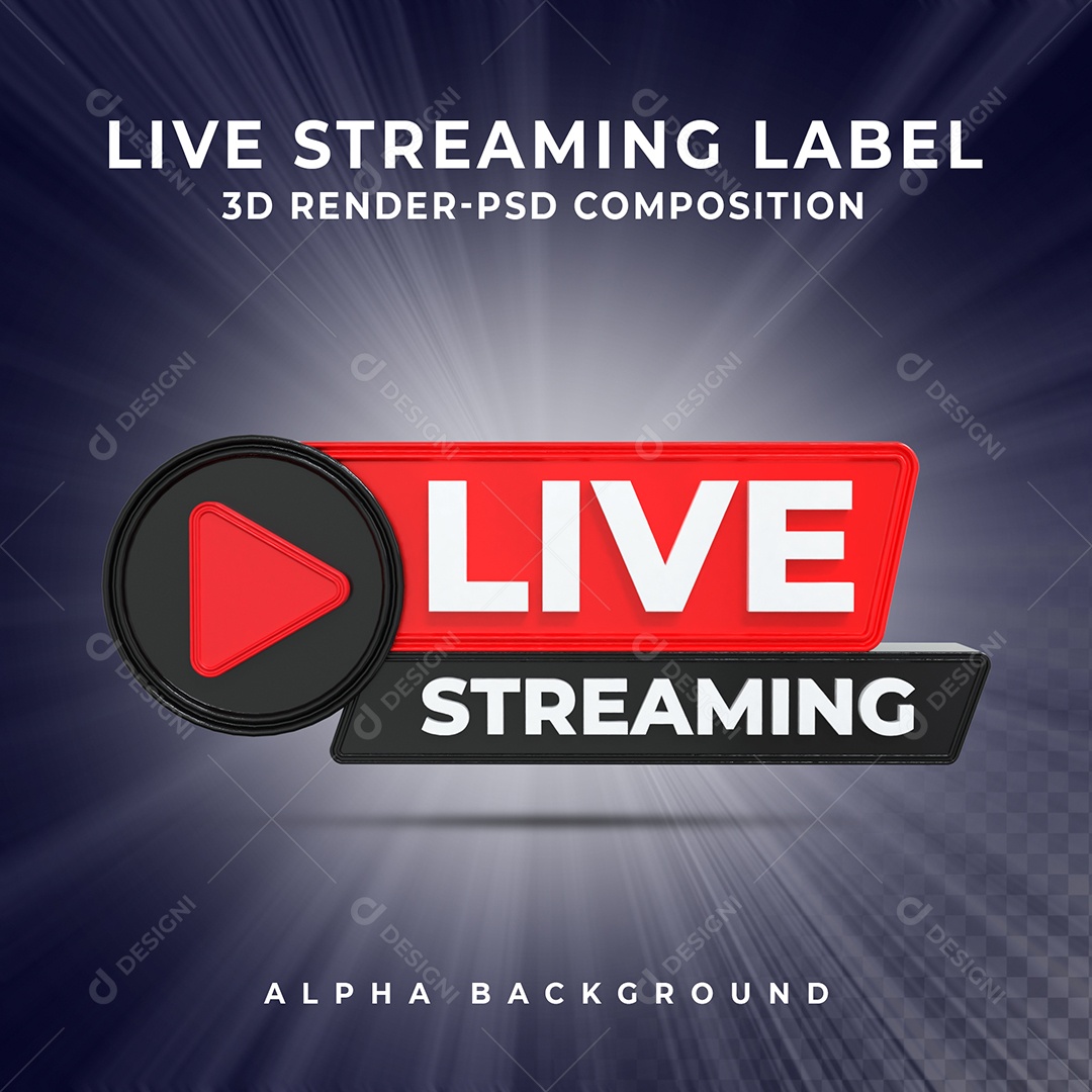 Live Stream Selo 3D para Composição PSD