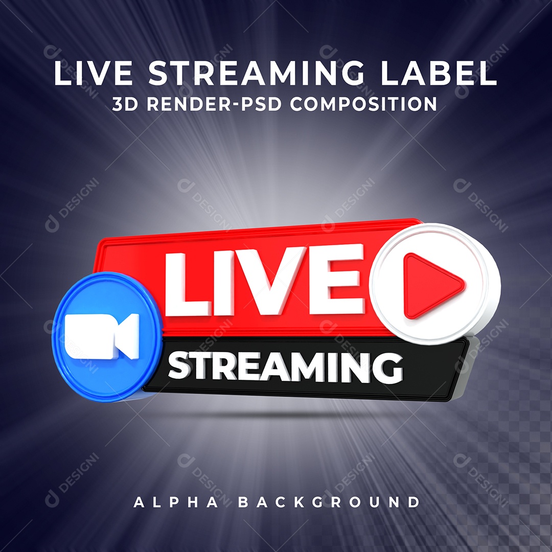 Live Stream do Zoom Selo 3D para Composição PSD