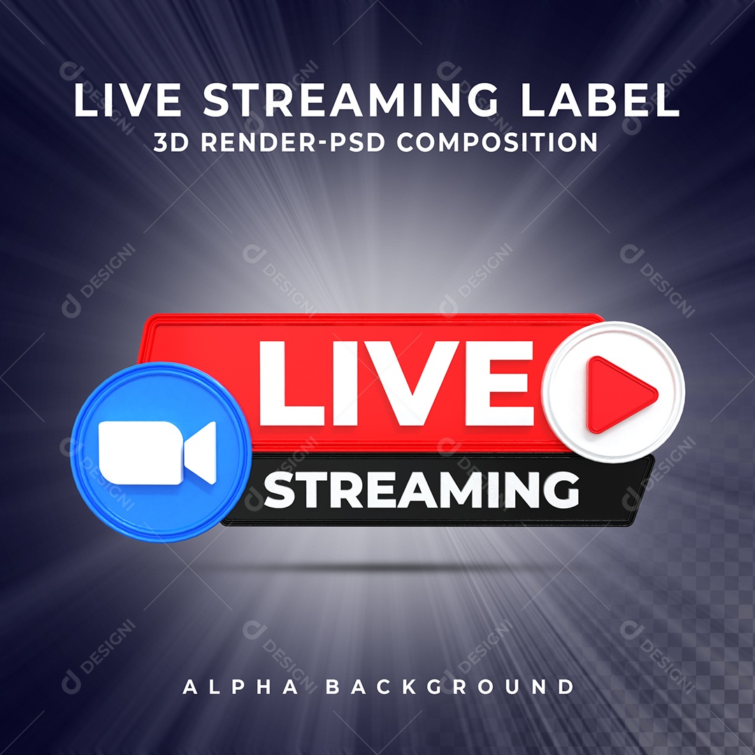 Live Stream do Zoom Selo 3D para Composição PSD