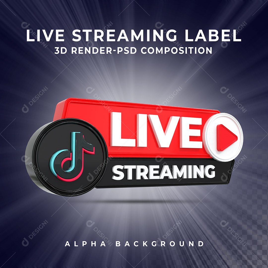 Live Stream do Tiktok Selo 3D para Composição PSD