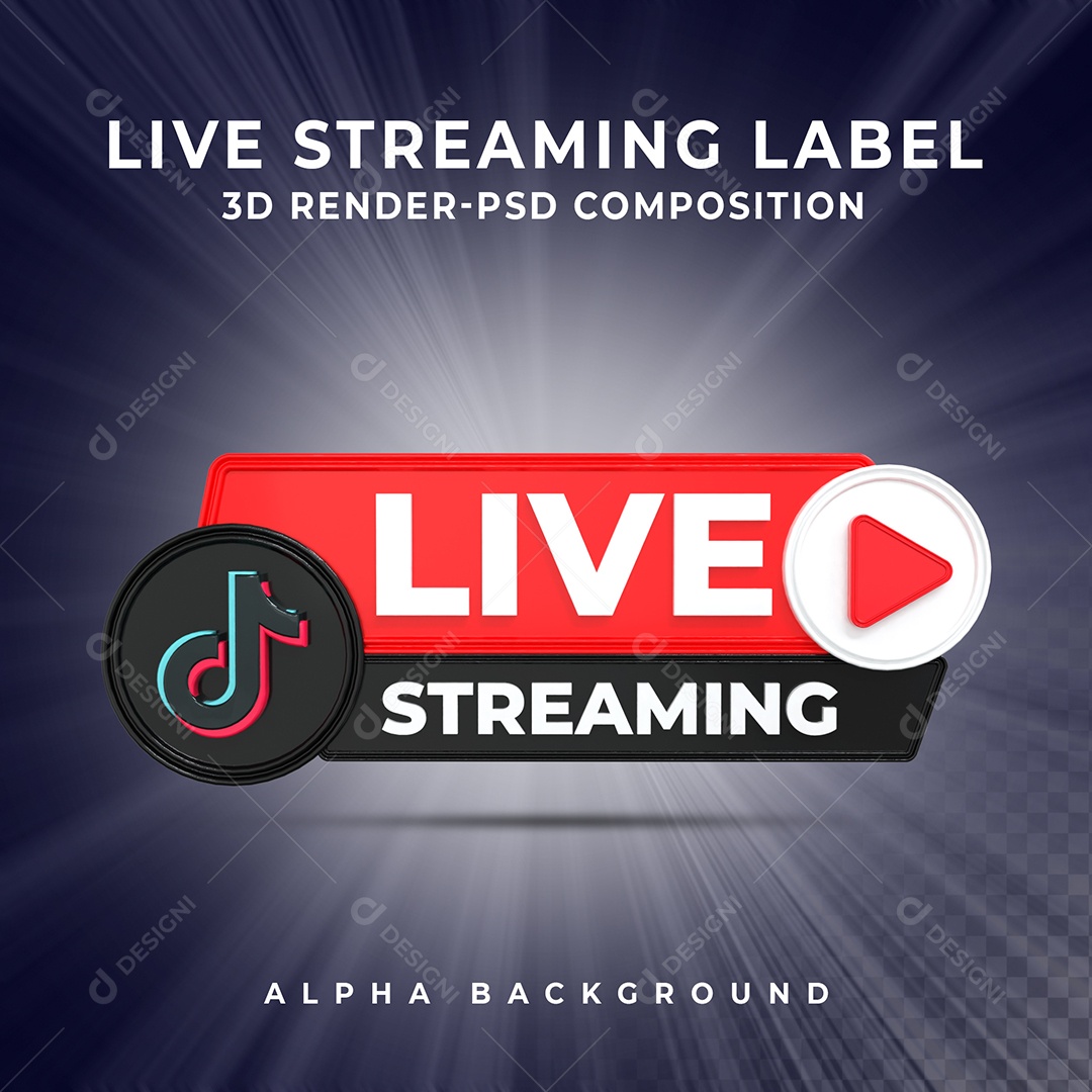 Live Stream do Tiktok Selo 3D para Composição PSD