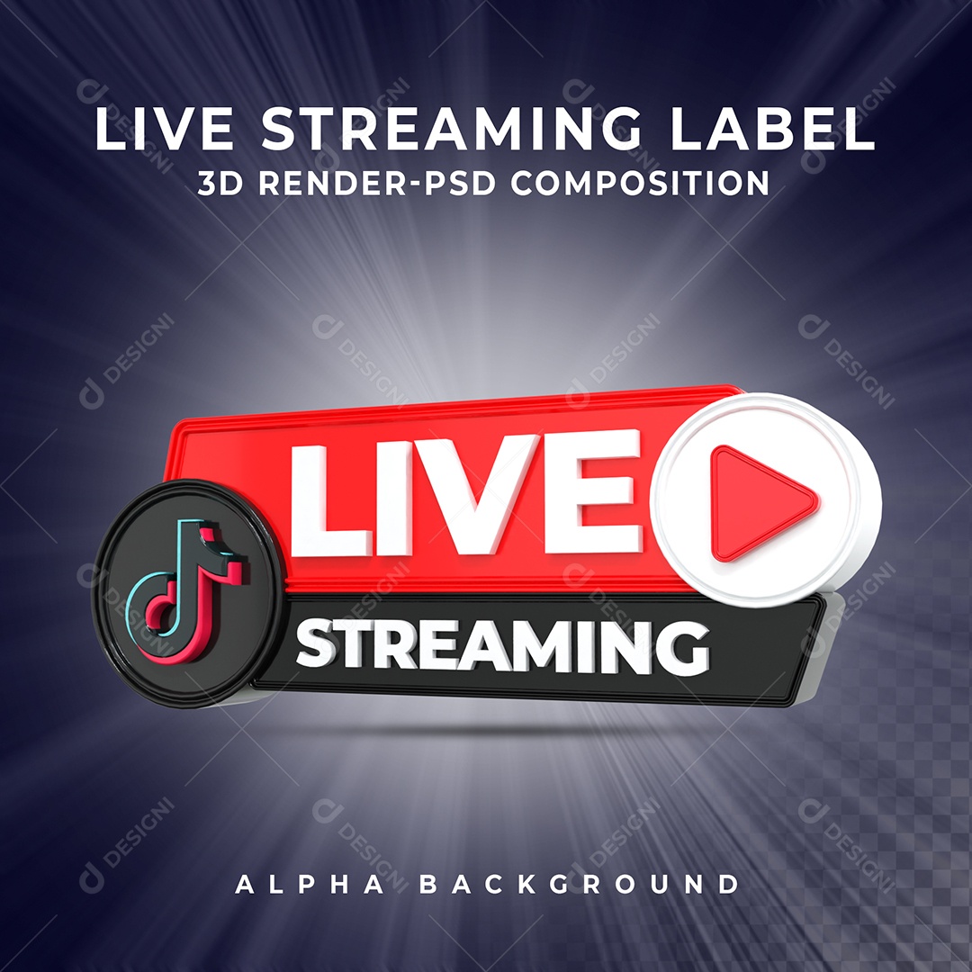 Live Stream do Tiktok Selo 3D para Composição PSD