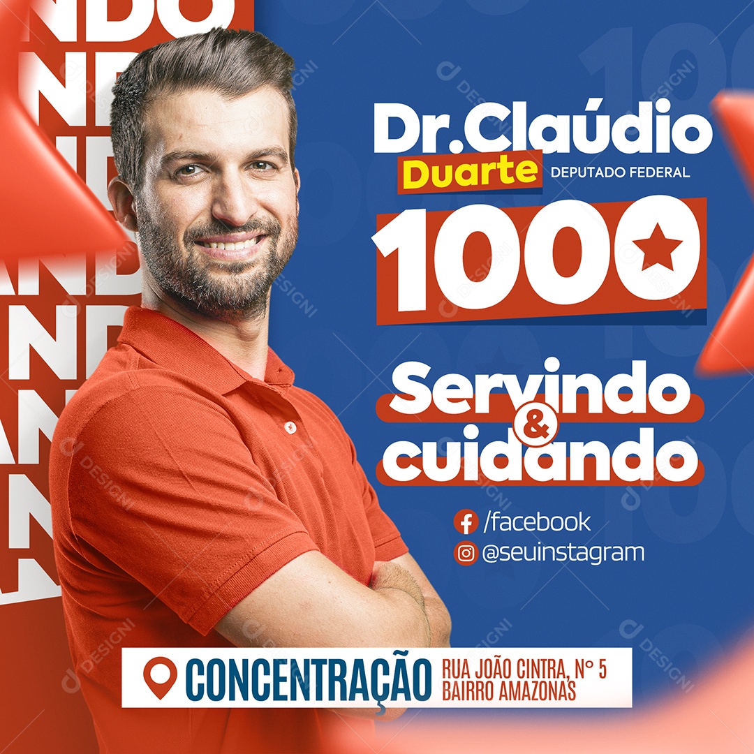 Vote Certo Deputado Federal Servindo E Cuidando Social Media PSD Editável