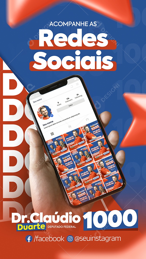 Servindo e Cuidando Deputado Federal Politica Social Media PSD Editável