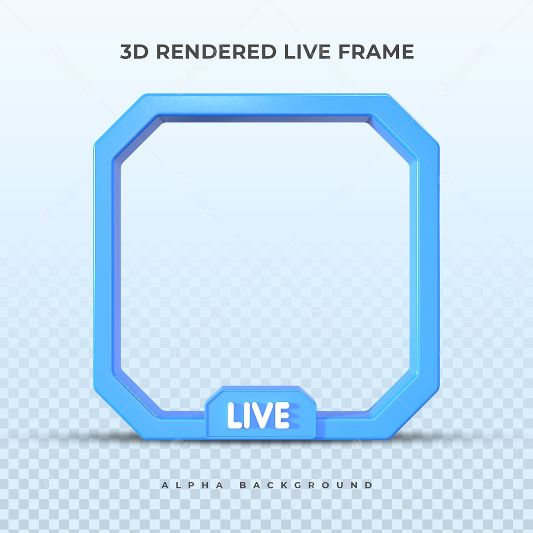 Quadro 3D Azul para transmissão ao vivo Elemento para Composição PSD