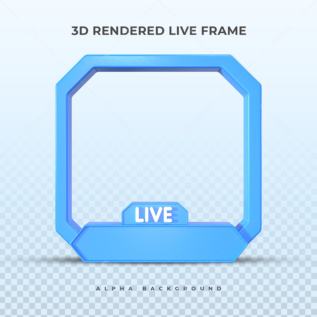 Quadro 3D Azul para transmissão ao vivo Elemento para Composição PSD