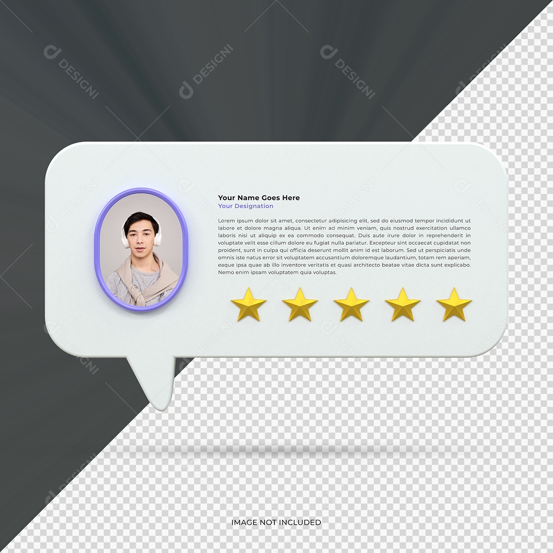 Ícone de Estrela de Satisfação com perfil avaliado 5 estrelas Elemento 3D para Composição PSD