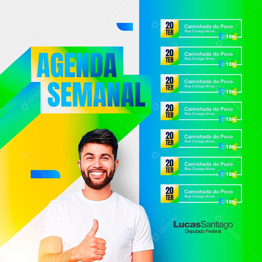 Agenda Semanal Deputado Federal Social Media PSD Editável