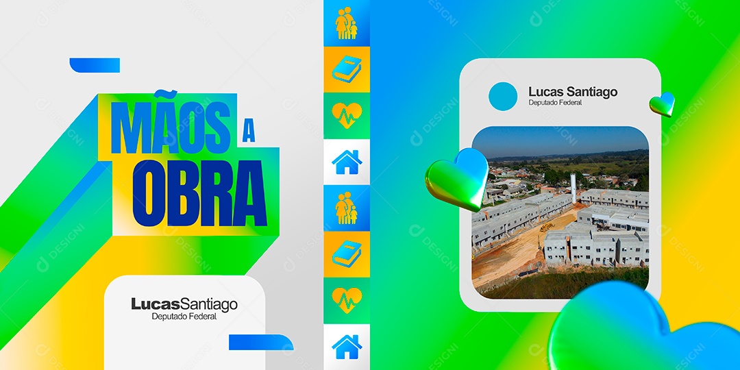 Mão a Obras Deputado Federal Social Media PSD Editável