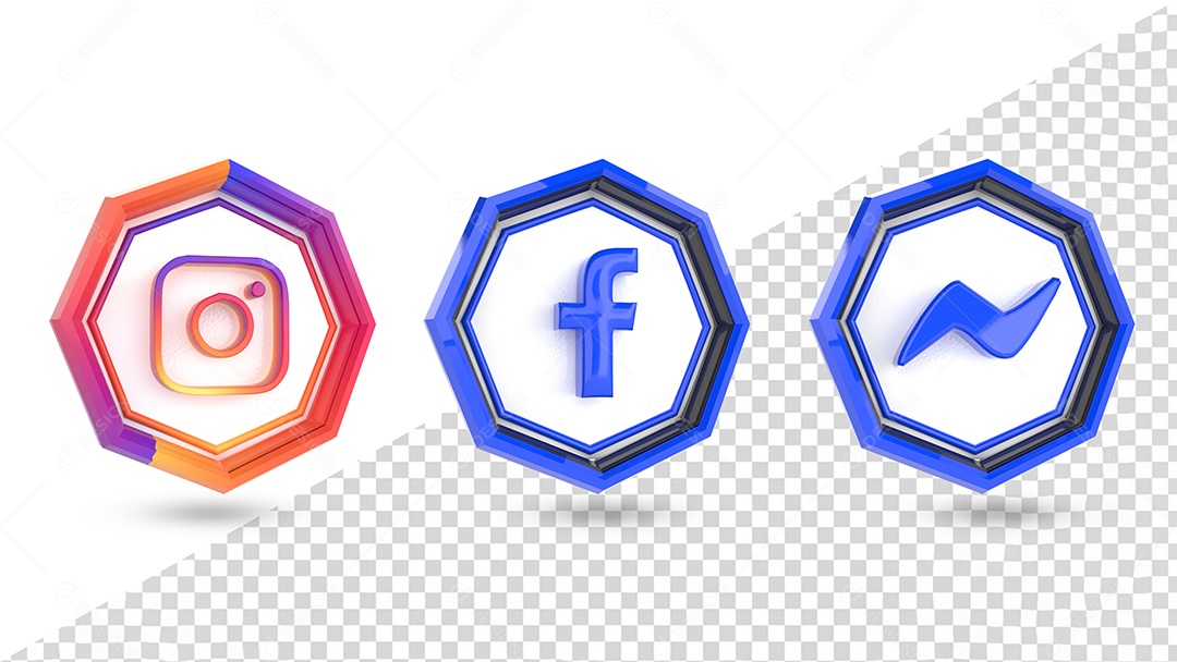 Coleção de Elementos para Redes Sociais Instagram Facebook e Messenger para Composição PSD