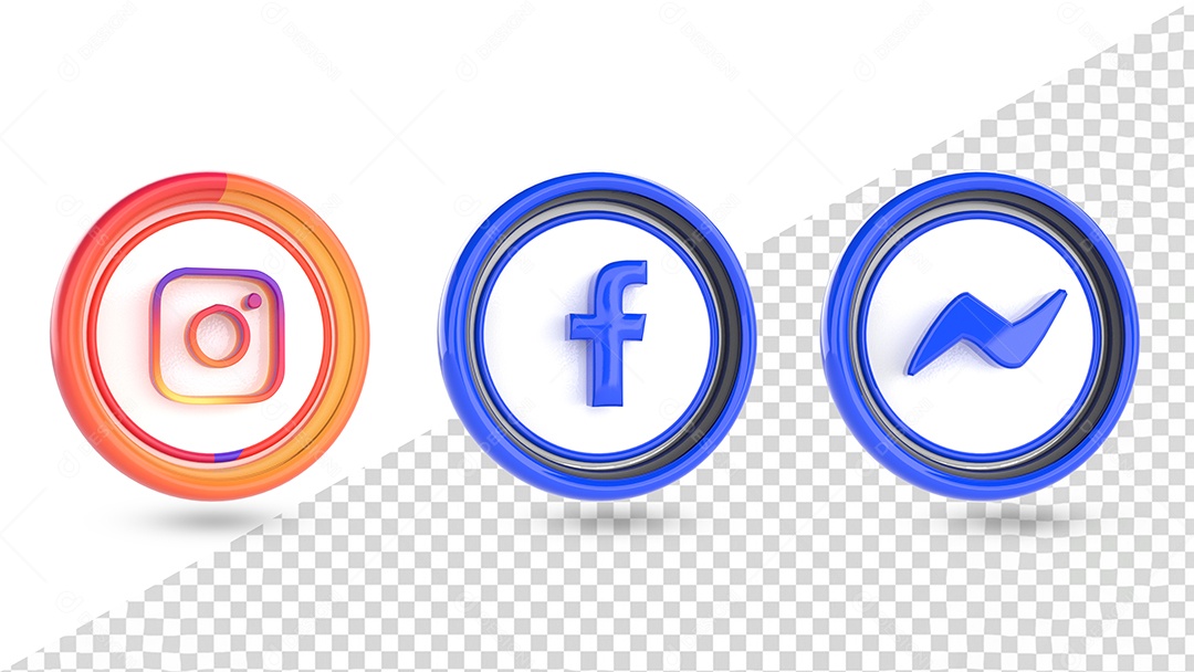 Coleção de Ícones para Redes Sociais Instagram Facebook e Messenger para Composição PSD