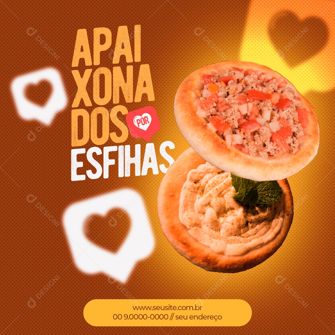 Apaixonado em Esfihas Venha E Aproveite Social Media PSD Editável