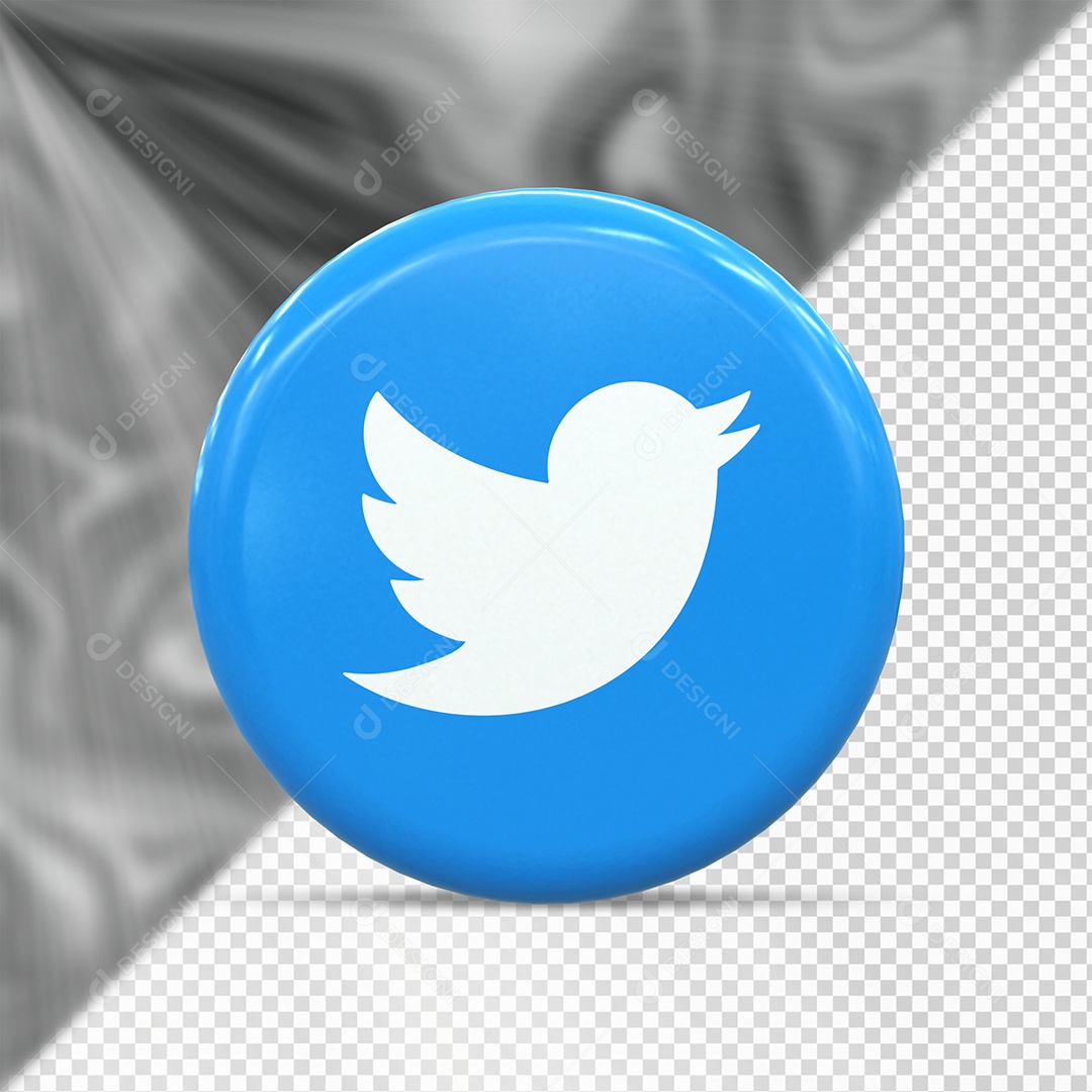 Twitter Elemento 3D Para Composição PSD