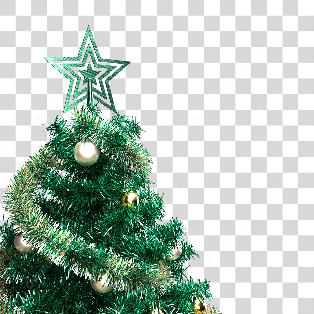 Árvore de Natal Verde Decorada PNG Transparente