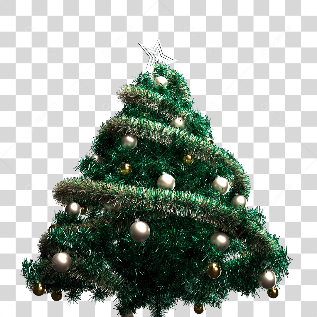 Árvore de Natal Verde Decorada PNG Transparente